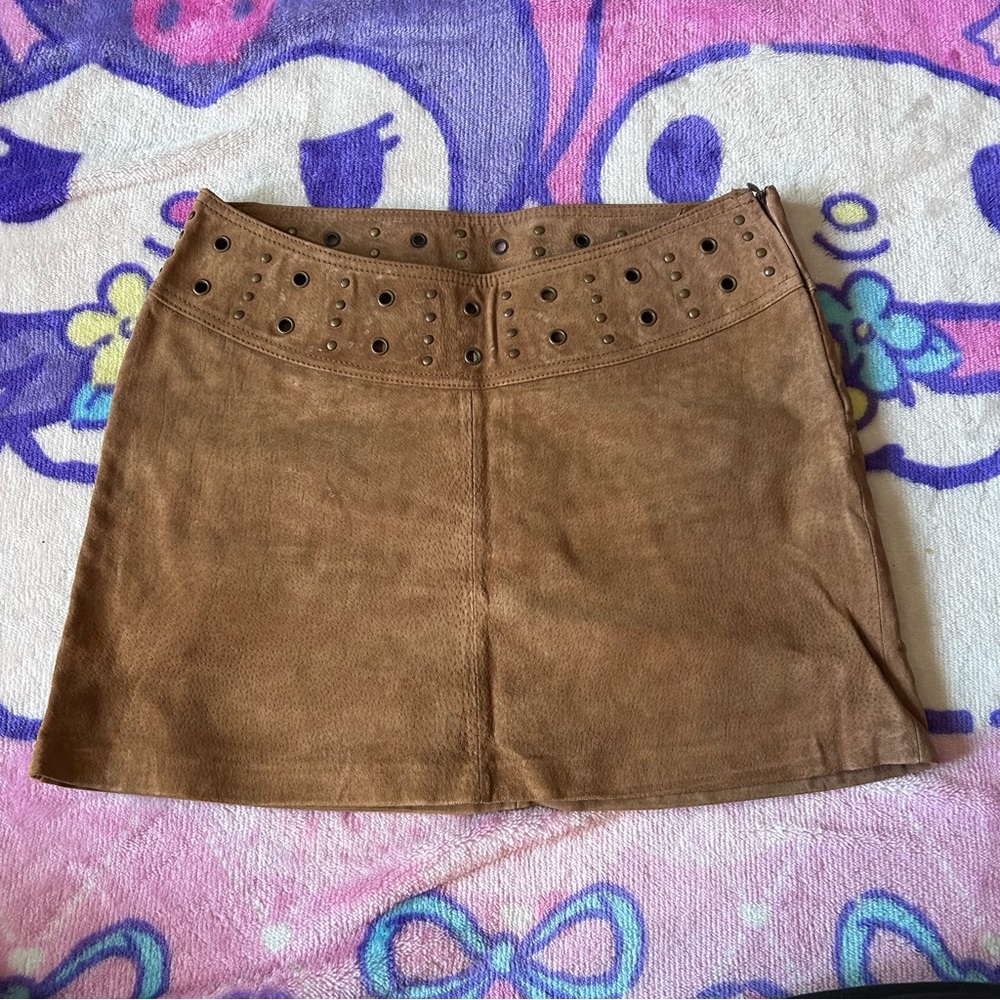 BB Dakota leather Mini Skirt with Eyelet Detail
